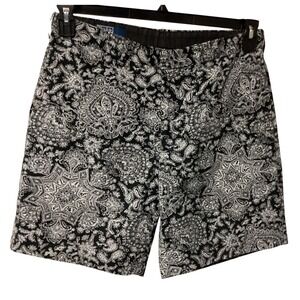 Polo Ralph Lauren Men vintage Black White Paisley Medallion Cotton Shorts Sz. 34